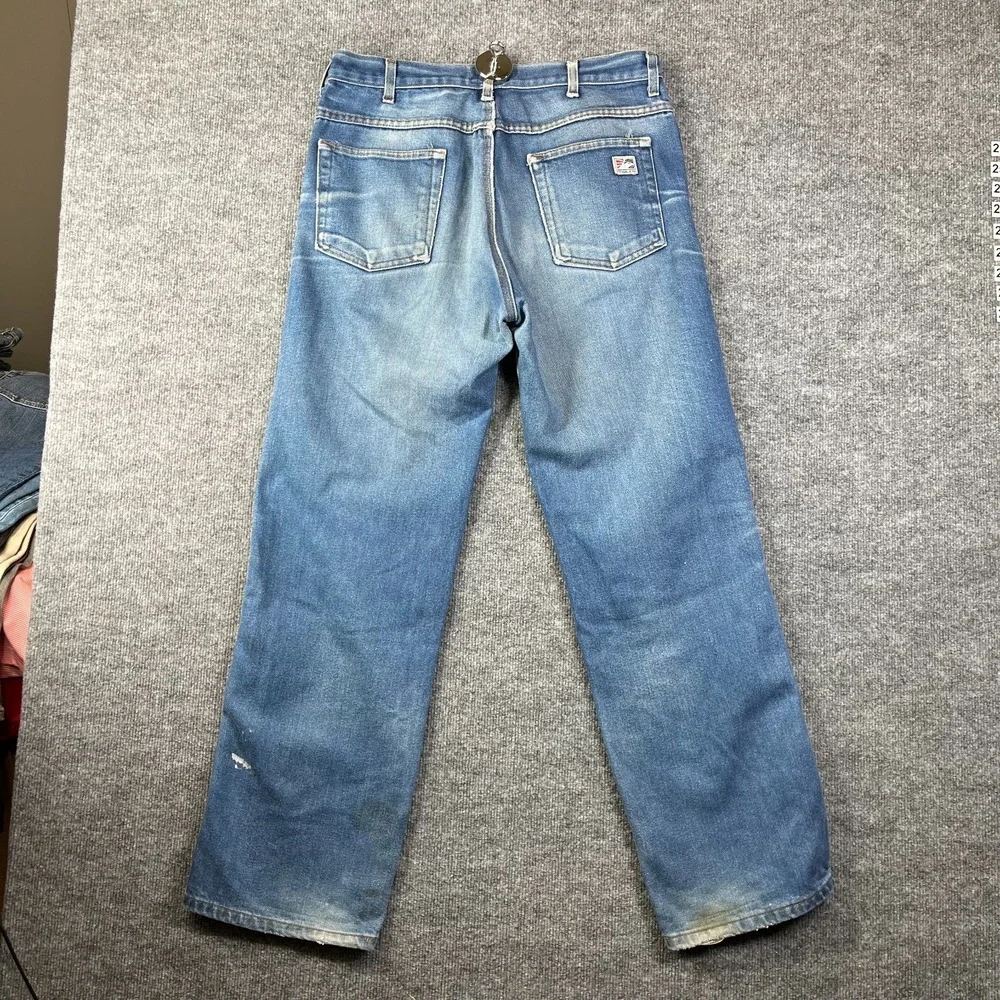 Vintage Tyndale Flame Resistant Jeans Men's Blue Denim Straight USA Made - 35X31